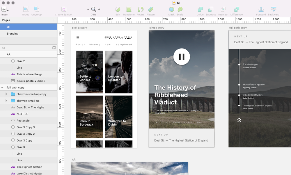 design of the app
